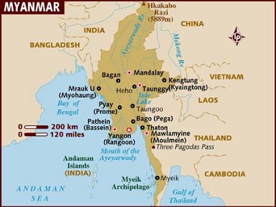 map of myanmar